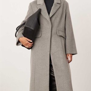 NWOT ASOS DESIGN SZ 14 Elegant Gray Long Coat